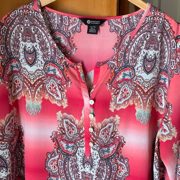 Haggar Pink Paisley Blouse XL - Picture 1 of 11